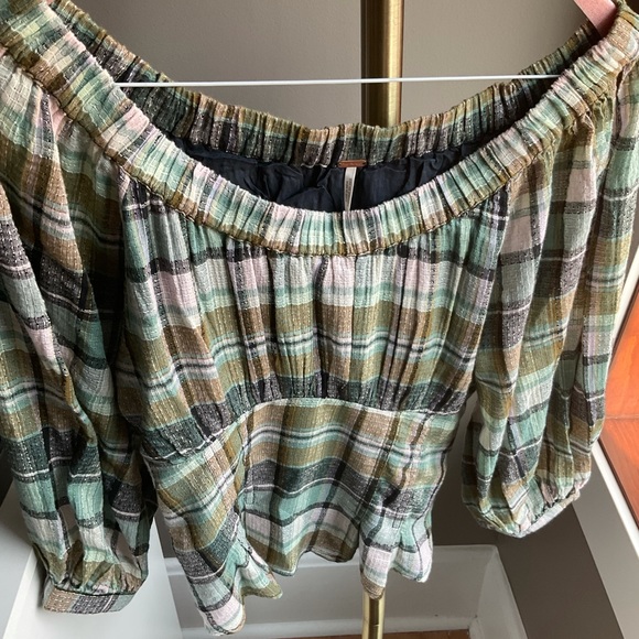 NWT Free People TEAGAN Plaid Puff Sleeve - Picture 7 of 10